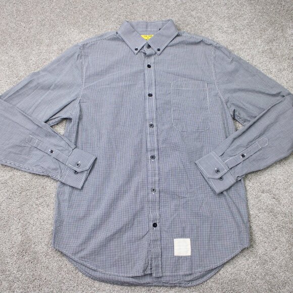 Five Four Poggy The Man Shirt Mens Medium Black/White 100% Cotton Long Sleeve - Picture 2 of 14